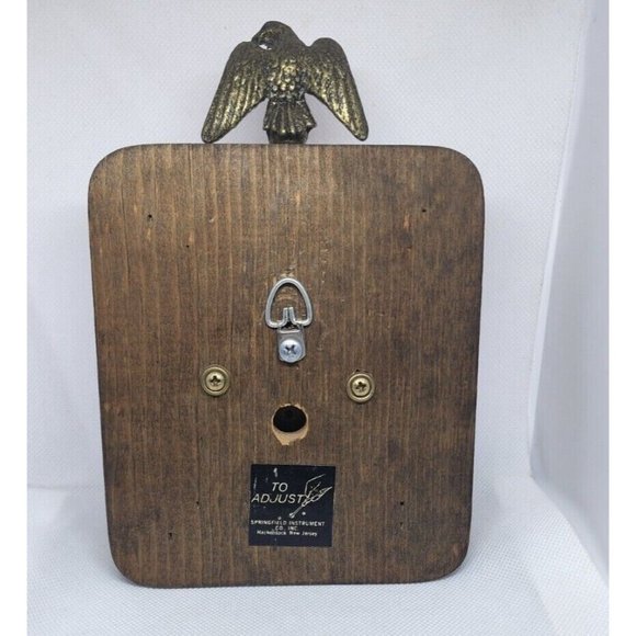 Vintage Springfield Instrument Co. Brass Eagle & Wood Barometer (Mid Century) - Picture 3 of 10